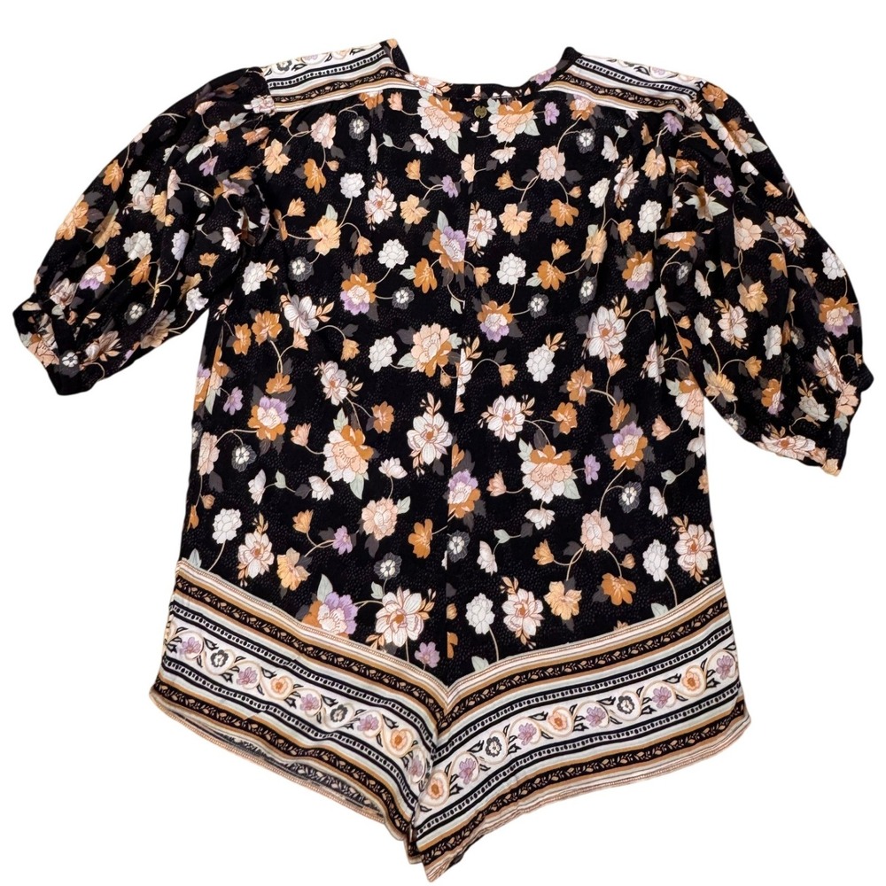 Rip‎ Curl Womens Floral Romper Black Boho Puff Sleeve Size S/M Oversized EUC - Picture 3 of 6